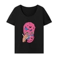 thumbnail image 1 of Camiseta de mujer con cuello redondo, ropa de calle suave, Tops de verano para viaje a la playa para mujer M, 1 of 7