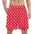 thumbnail image 1 of NICKSUN Shorts de Pyjama Amusants pour Hommes, Bas de Pyjama Doux avec Poches, Pois Rouges et Blancs, 5TG, 1 of 6