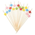 thumbnail image 1 of Uxcell 100Pcs Palillos de cóctel en forma de estrella de bambú para bebidas, comida, fruta, colorido, 1 of 6