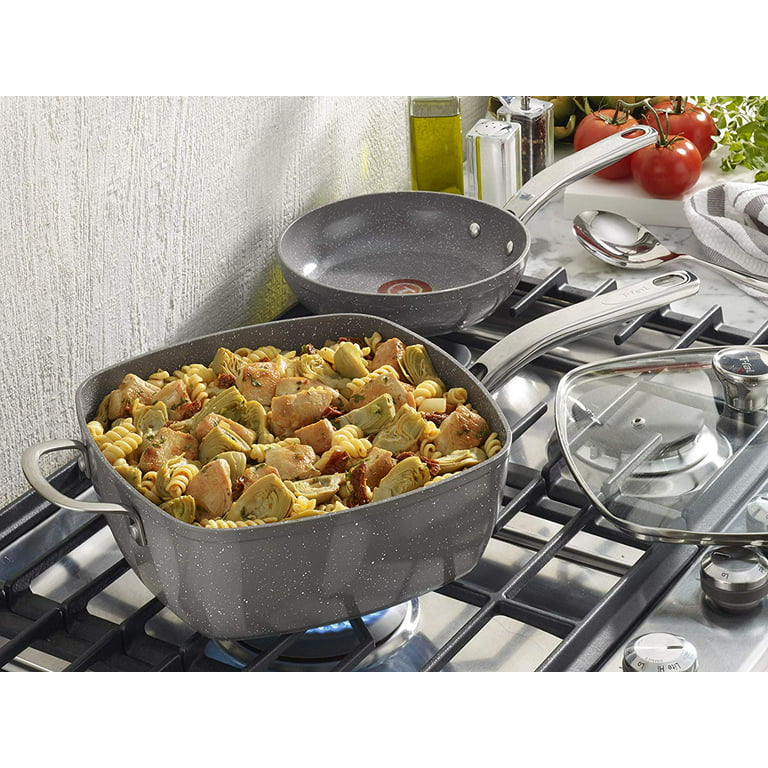 T-fal Initiatives Ceramic Nonstick Fry Pan Set 8.5, 10.5 Inch Oven Safe  350F Cookware, Pots and Pans, Grey