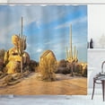thumbnail image 1 of Ambesonne Cactus Shower Curtain, Saguaros Boulders Sunset, 69"Wx84"L, Pale Blue Pale Brown, 1 of 3