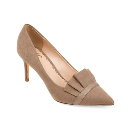 

JOURNEE COLLECTION Womens Brown Ruffled Padded Marek Pointed Toe Stiletto Slip On Dress Pumps 7