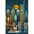thumbnail image 3 of Philadelphia, Pennsylvania, Retro City Skyline (100% Cotton Canvas Reusable Tote Bag), 3 of 3