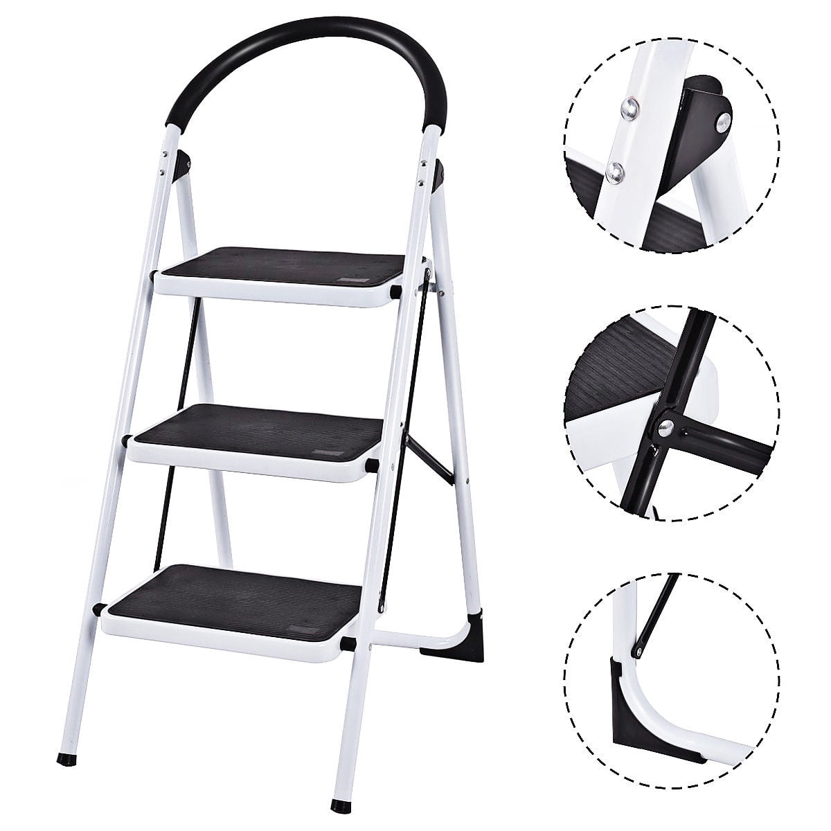 330Lbs 3 Step Ladder Folding Step Ladder Lightweight for Home Office Kitchen Sturdy Portable Step Ladder with Anti-Slip Pedal for Aldult 
