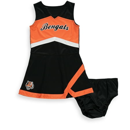 Cincinnati Bengals Girls Preschool Cheer Captain Jumper Dress - Black/Orange