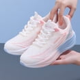 thumbnail image 3 of Dweltoz Women's Breathable Mesh Running Shoes Lace Up Athletic Walking Sneakers Thick Sole Low Top Casual Gym Shoes,Pink 7.5, 3 of 5