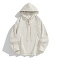 thumbnail image 4 of Drawstring Hoodies for Men Front Criss Cross Loose Casual Hooded Sweatshirt Plain Pullover Tops Fall Winter Spring (M, Beige), 4 of 5