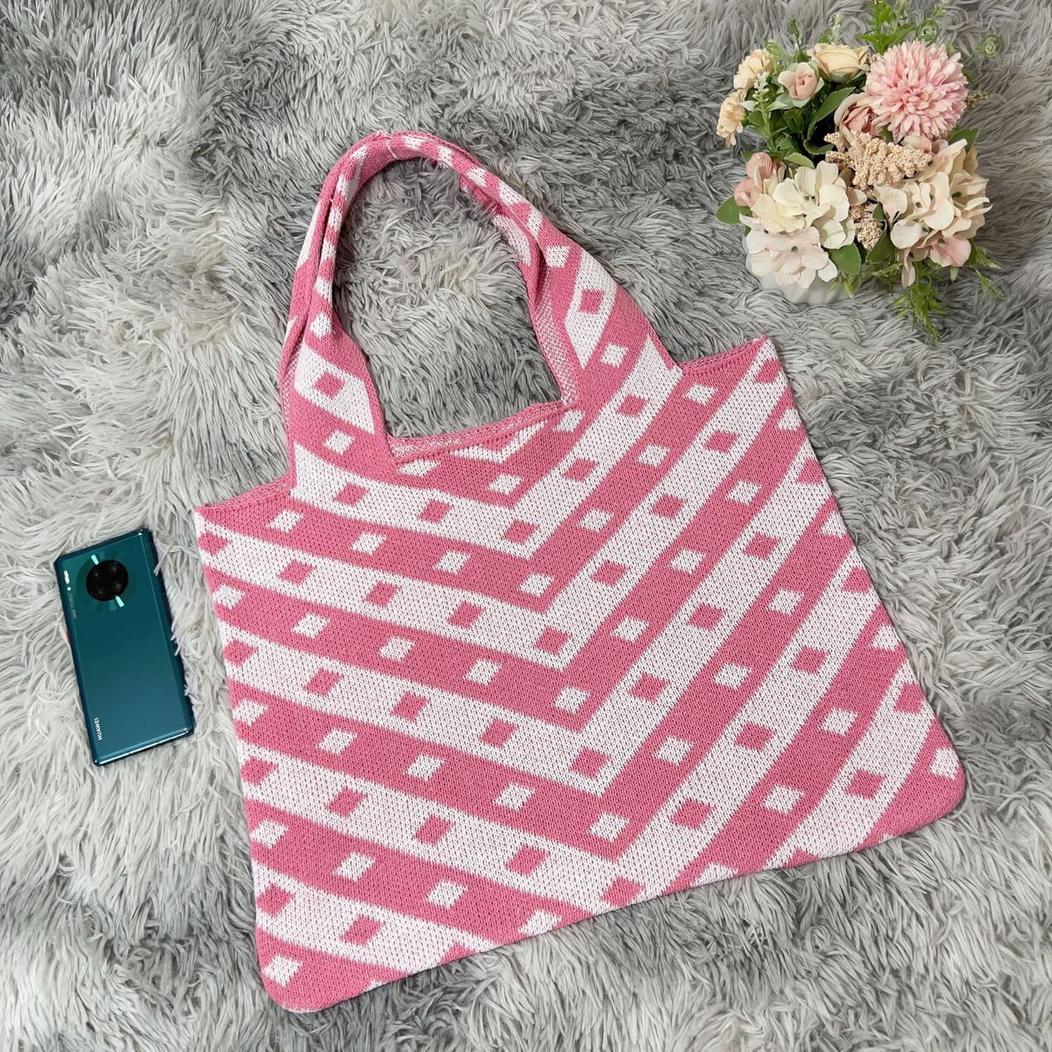 Kukuzhu Y2k Aesthetic Tote Bag Aesthetic Y2k Bag Crochet Tote Bag Aesthetic Tote Bags Aesthetic Y2k Purse