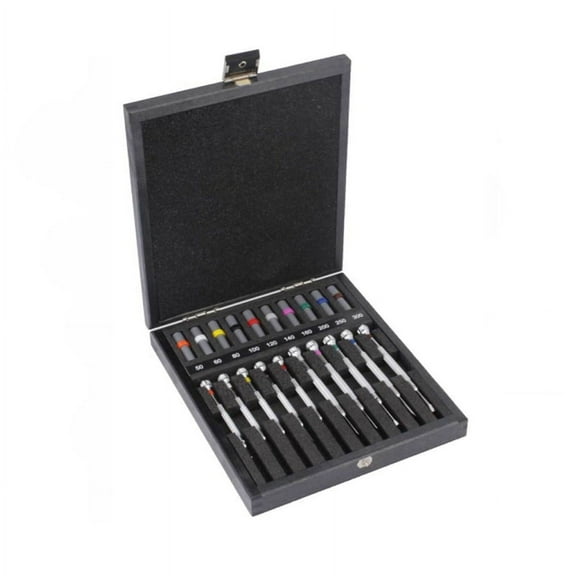 Bergeon 30080-A10 set of 10 chrome screwdrivers in box with spare blades