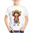 thumbnail image 4 of Camisetas de algodón con estampado de anime para niños pequeños, camisetas infantiles de Luffy, camisetas de manga corta de verano para niños y niñas, camisetas divertidas, ropa para bebés, 4 of 5