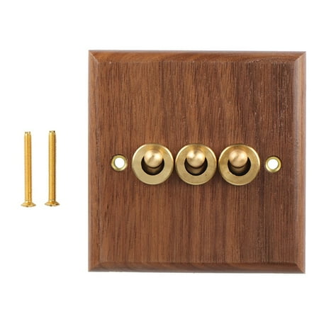 

Retro American Industrial Style Light Switch Socket Solid Wood Brass Toggle Switch Plate Antique Home Stay Switch(3)