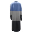 thumbnail image 5 of BYHONG Long Cardigans for Women Fashion Slim Knit Three Color Striped Splicing Long Sweater Cardigan Blue L, 5 of 5