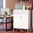 thumbnail image 6 of Elegant Metal Storage Cabinet with Legs, 2 Door Metal Locker Style Accent Storage Cabinet with 2 Adjustable Shelves for Home,Office,Entryway,White, 6 of 7
