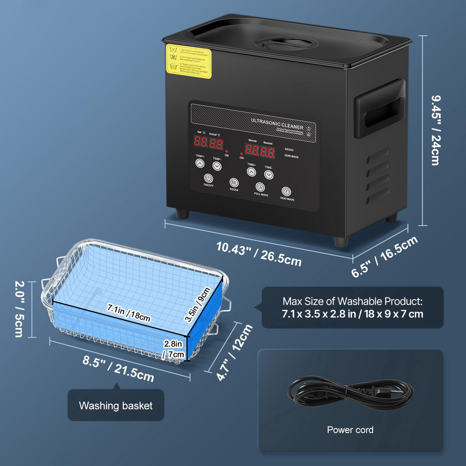 3L 120W Digital Ultrasonic Cleaner with Heater Timer Gentle Mode Upgraded Degassing 40kHz for Jewelry Glasses Tools Retainer