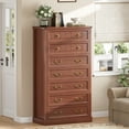 thumbnail image 6 of SereneLounge Farmhouse Dresser 7 Drawer, Vintage Wooden Chest of Drawers, 58.7" Tall Rustic Bedroom Dresser for Storage, Oak Brown, 6 of 7