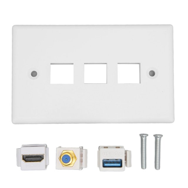 DEWIN HD Multimedia Interface Ethernet Wall Plate Soldering Free HD USB3.0 TV F Type Wall Plate for Projector Computers