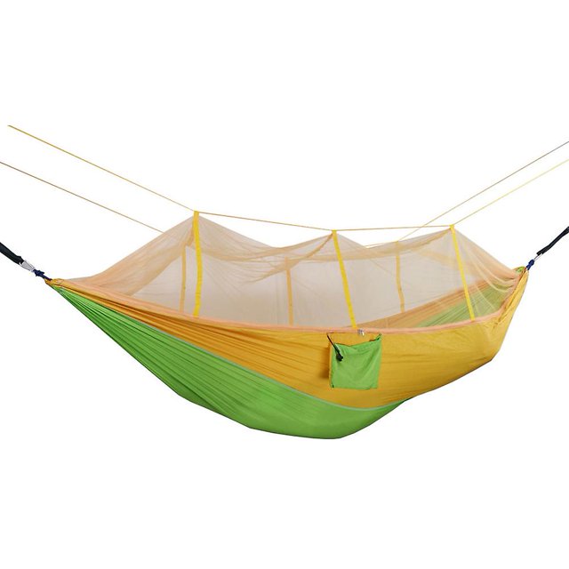 Portable Double Swing Hammock Nylon Bed With Mosquito Net For Campinghiking