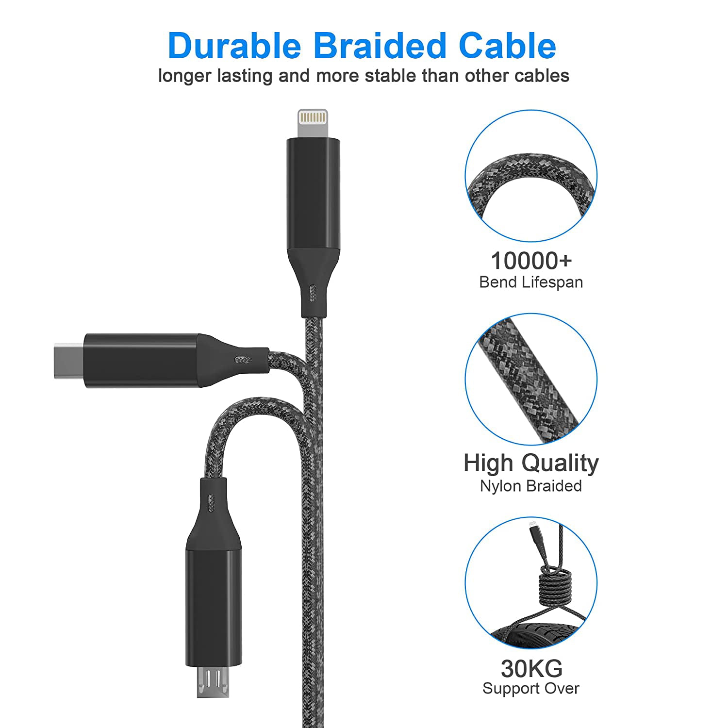  GELRHONR USB C Splitter Cable,USB C Male to 3 Type-C Male  Charge Cable,3 in 1 Nylon Braided Charging Cord with 3x0.2m Cable, 5A Fast  Charge,Compatible with Mobile/Android and More （0.65 FT-0.2M） 