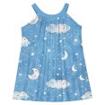 thumbnail image 4 of Cethrio Girl's Summer Dresses, Sleeveless Printed A-Line Casual Dresses Holiday Dresses Blue Size 7-8T, 4 of 7