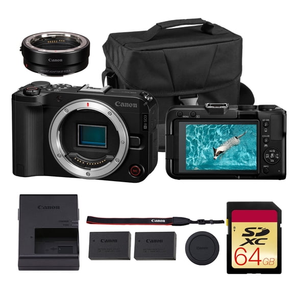 Canon EOS R50 V Mirrorless Camera | Compact Powerhouse for Vlogging, Streaming & Everyday Creativity (6895C002)   Canon Adapter EF-EOS R   LP-E17 Battery   Shoulder Bag   More