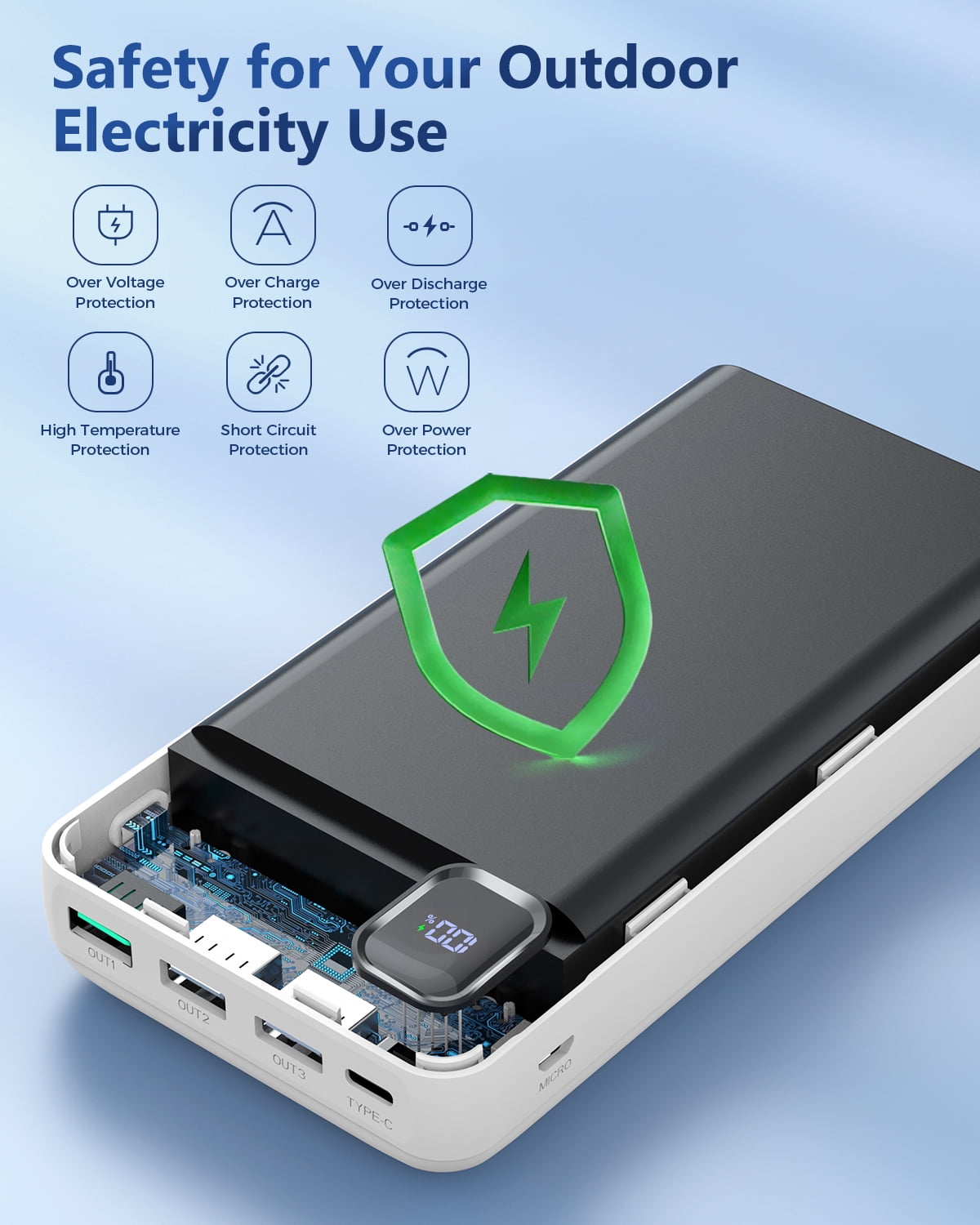 Tilnce 50000mAh Power Bank, 30W PD Fast Charging Portable Charger for iPhone 17 16 15 Pro Max, Samsung Galaxy; High-Capacity Battery Pack for Camping & Emergency