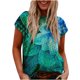 thumbnail image 2 of Puntoco Verano Mujer Casual Manga Corta Impreso O-Cuello Blusa Camiseta Señoras tops Puntoco Puntoco-9288, 2 of 4