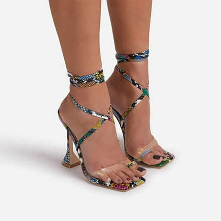 

Medcursor Women Fashion Summer Snake Pattern Set Toe Ring Strap High Heel Sandals