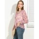 thumbnail image 4 of Allegra K Blusa Manga Larga Con Volantes Pintuck Floral Top Casual Para Mujer Rosa XL, 4 of 6