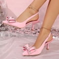 thumbnail image 4 of SCHUHLAND Hot Pink Crystal Bowtie Sling Back Pumps for Women, Luxury Pointed Toe High Heels (7.4cm) for Dress/Party, Summer, 4 of 16