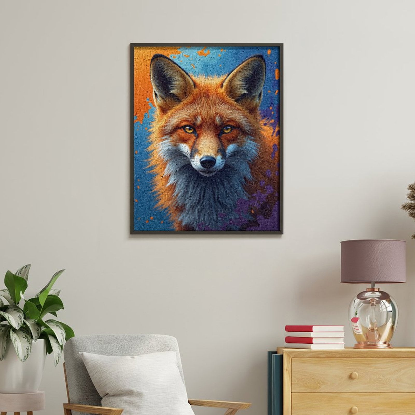 Paint By Numbers Kit for Adults Beginner - DIY Fiery Fox Portrait Art Vivid Colors Canvas Painting Kits for Adults, Frameless Paint By Number for Adults for Home Wall Decor 16x20 Inch