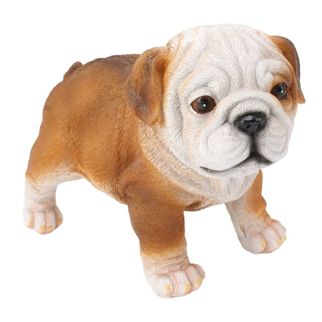 Estatua de cachorro de Bulldog Inglés, escultura de Bulldog de resina realista para decoración de porche de césped y jardín, Bulldog de pie