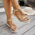 thumbnail image 4 of Rokment Womens Ethnic Boho Platform Dress Sandals 2026 Summer Beach Vacation Braided Memory Foam Wedge High Heels Gladiaator Slingback Sandals Orange Size 8, 4 of 6