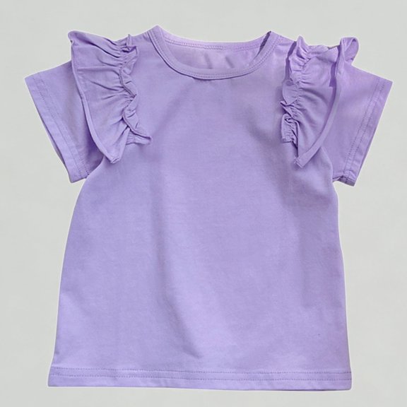 Xijirk Girls T Shirts Casual Summer Short Sleeve Tee Round Neck Solid Color Top for Toddler and Kids,5-6 Years