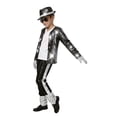 thumbnail image 6 of Pop Star Halloween Costume Set, Black Sequin Jacket, Trousers, Hat, Gloves, 80s Retro Stage Outfit, 5 Piece, 6 of 6