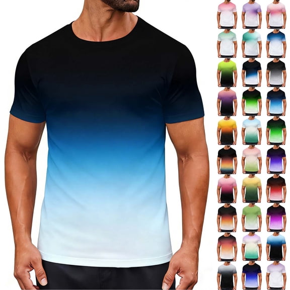 WAENQINLA T Shirts for Women Men Trendy Gradient Color Short Sleeve Graphic Tees Crewneck Unisex Summer Tops Pink Quick-Dry Clothes S