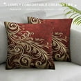 thumbnail image 3 of GOSMITH  Burgundy Pillow Cushion Cover Floral Swirls Ivy Image Ombre Details Grunge Backdrop Flower Art, Decorative Square Accent Pillow Case, Cream Ruby, 3 of 5