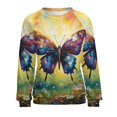 thumbnail image 7 of Wildflowers Butterfly Womens Casual Crewneck Sweatshirt Long Sleeve Tops Cute Pullover Loose Fit, 7 of 7