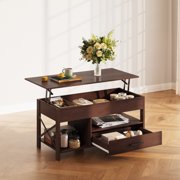 GALAXHERO Coffee Table, 39 Lift Top Coffee Table with Hidden Compartment, Storage Drawers and Storage Shelf for Living Room, Reception Room, Espresso