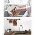 thumbnail image 5 of Texas Star Vintage Kitchen Dish Towels for Drying Dishes Set of 3, Berry Burnt Orange Brown Wooden Waffle Weave Microfiber Hand Tea Bathroom Towels Quick Dry & Absorbent Towel 15.7x23.6, 5 of 7