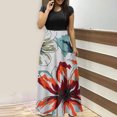 thumbnail image 2 of Dyegold Sundresses for Women Casual Beach - Womens Summer Dresses Round Neck Short Sleeve Floral Print Long Maxi Sun Dresses ​Summer Beach Swing ​Holiday ​Dress, 2 of 6