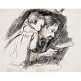 thumbnail image 2 of Venny Soldan-Brofeldt 18x15 Black Ornate Wood Framed Double Matted Museum Art Print Titled - The Father Reads to the Child, 2 of 5