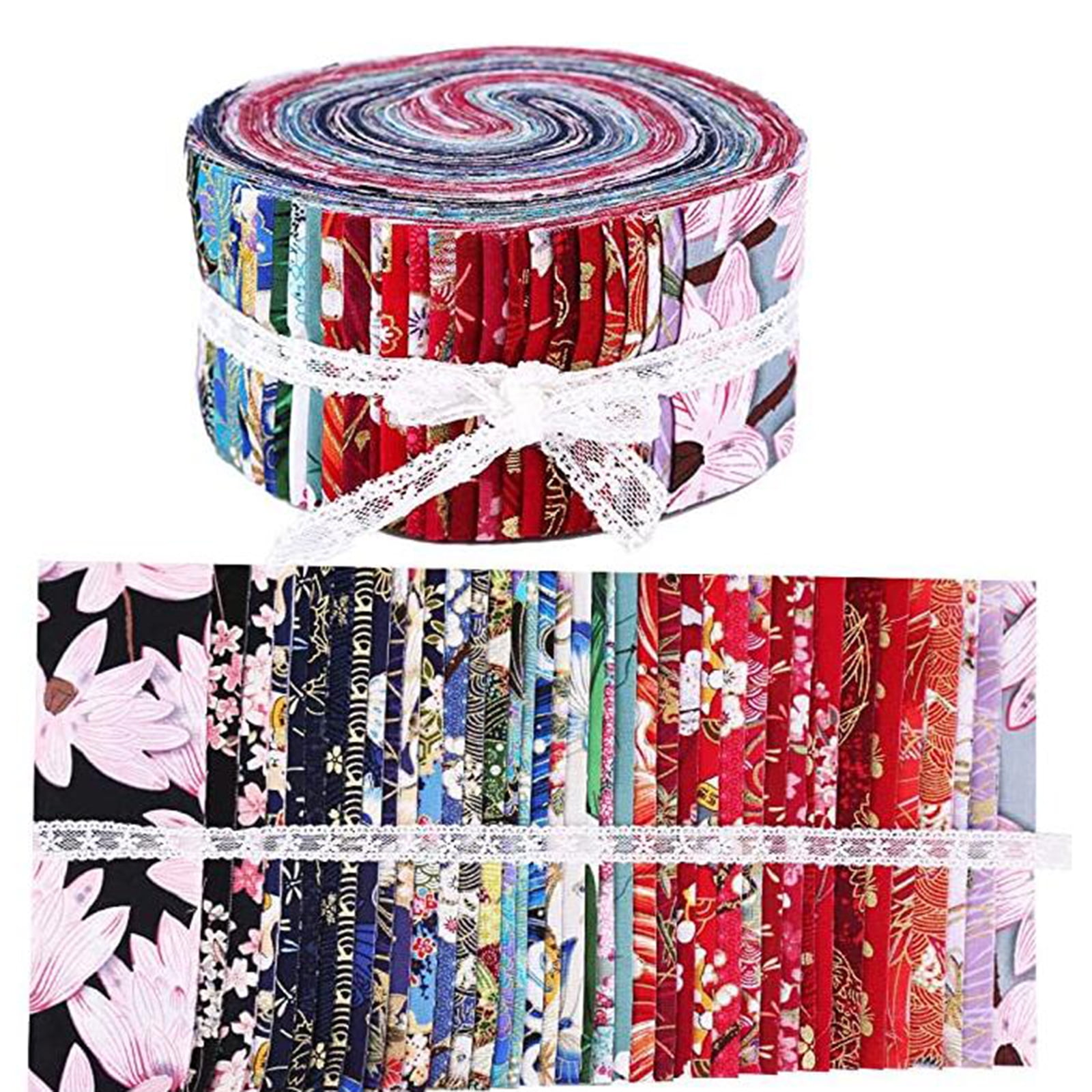 36 Pieces Fabric Strips Roll 2.5 Inch Jelly Fabric Bundles Fabric Quilting Strips Roll Up Flower Precut Patchwork Strips for Sewing Favors - Blossom