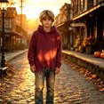 thumbnail image 2 of HAYIMI Kids Halloween Distressed Hoodie Ripped Hem Oversized Hooded Sweatshirt Children Long Sleeve Tops Comfort Pullover, 2 of 4
