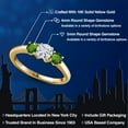 thumbnail image 2 of Gem Stone King 10K Yellow Gold Forever One DEF Moissanite From Charles & Colvard and Green Tourmaline Engagement Ring for Women | 1.00 Cttw | Round 5MM | Gemstone Birthstone | Size 5, 2 of 7