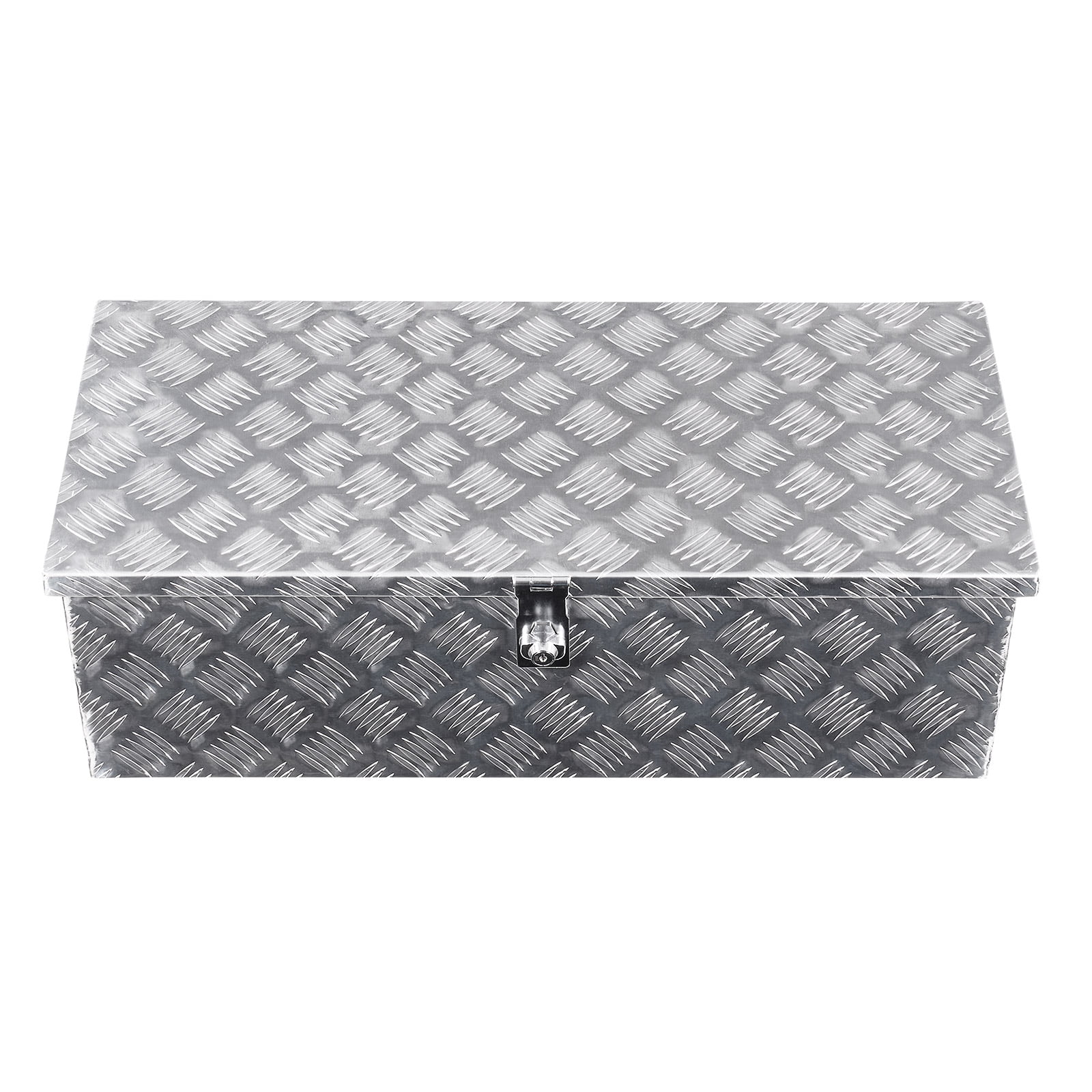 VEVOR Heavy Duty Aluminum Truck Bed Tool Box, Stripes Plated Tool Box with Side Handle and Lock Keys, Storage Toolbox Chest Organizer for Trailer, Pickup, Truck Bed, RV, 30"x13"x9.6", Silver