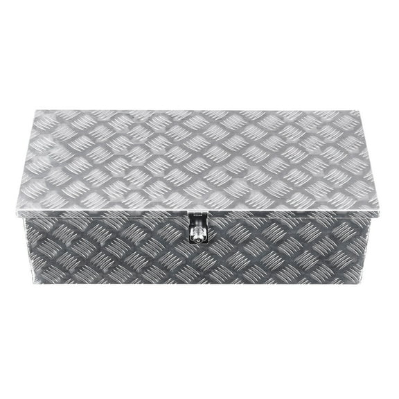KFFKFF Durable Aluminum Truck Bed Tool Box with Striped Design, Side Handle, Lock Keys, and Secure Storage for Trailers, Pickups, RVs, and Truck Beds, 30"x13"x9.6", Silver