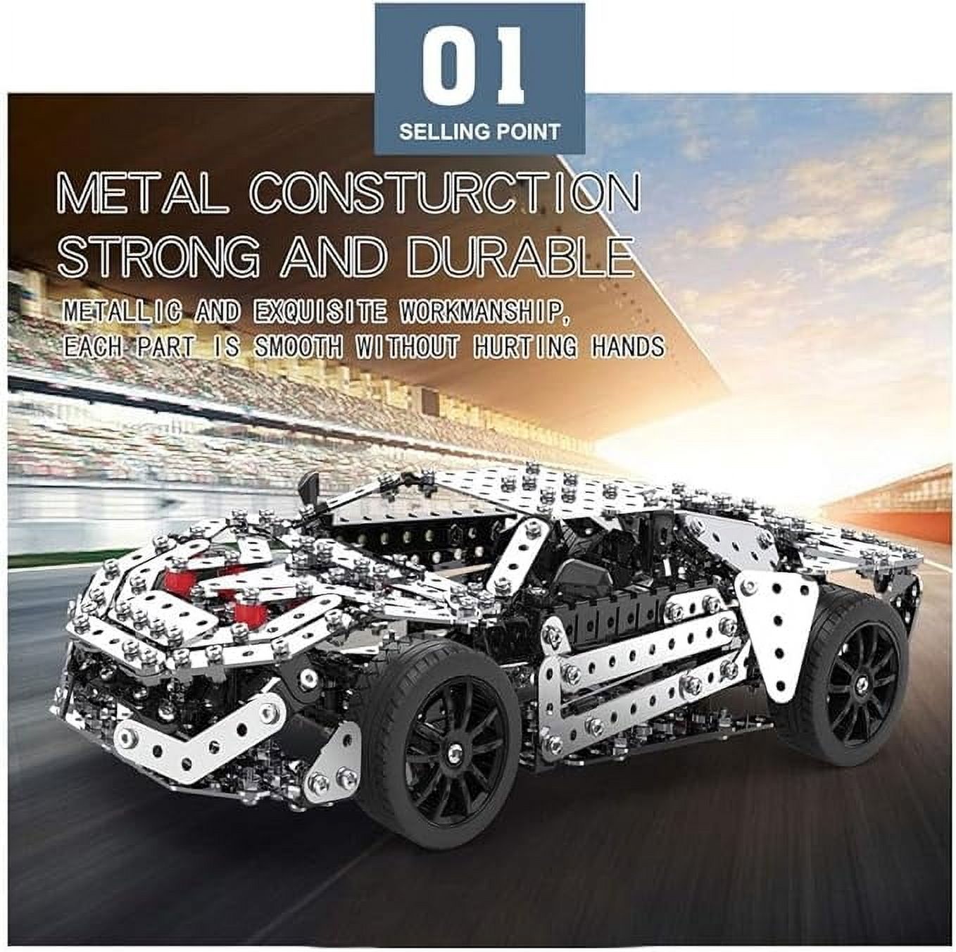 RKXQT Building Sets Stem Assembly Metal 3-D Puzzle Off-Road Model Car Building Kit Construction Set Toys Assembly RC Metal Racing Car 867PCS/Included Motor