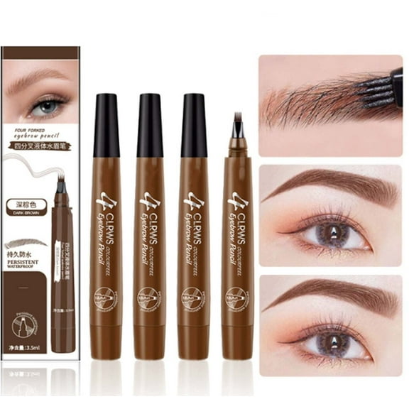 Eyebrow Pencil, Sweat Proof Eyebrow Pencil, Four Head Liquid Eyebrow Pencil with Soft Bristle Brush, Long Lasting Natural Look Waterproof Eyebrow Makeup Tool for All Skin Types