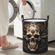 thumbnail image 5 of Fotbe Metal Style Horned Skull Cesto de Ropa con Asas, Cesto Impermeable de Gran Capacidad, Bolsa de Lavado para Dormitorio, Cesto de Ropa con Ruedas y Asas-Medium, 5 of 6