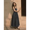 thumbnail image 4 of Vestido Largo Elegante Con Lunares Blancos Sobre Fondo Negro, Cuello, 4 of 20